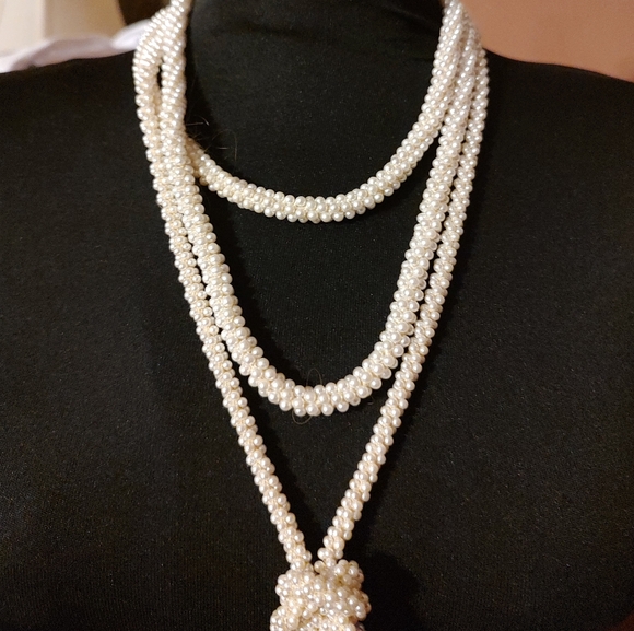 ▫️🎀▫️Elegant Vtg 80's Lusterous Art Deco Style Multi-Strand Seed Pearl Necklace - Picture 10 of 16